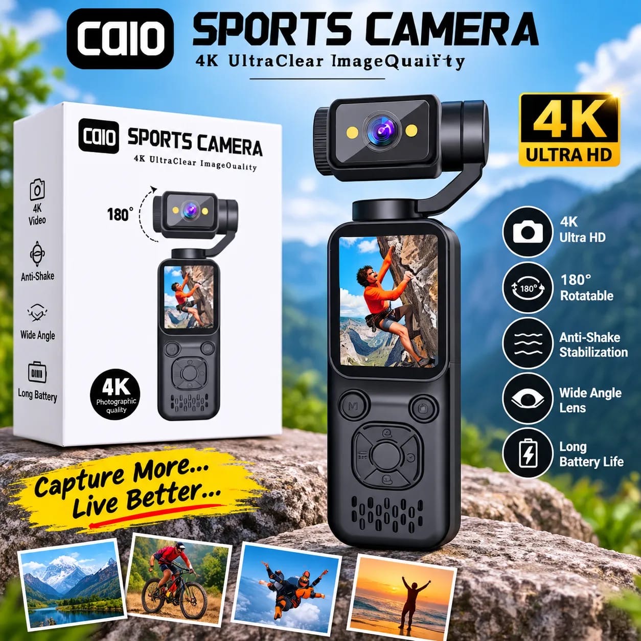 Sports camera 4k ultra clear image